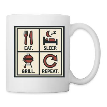 Manger Dormir Griller Recommencer Barbecue - Mug blanc - blanc - Droite