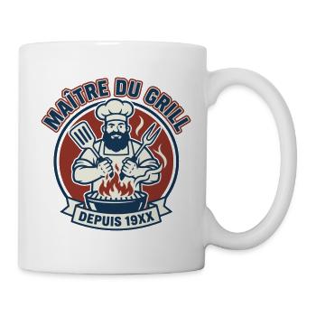 Maître du Grill Depuis 19XX Chef Rôtisseur - Mug blanc - blanc - Droite