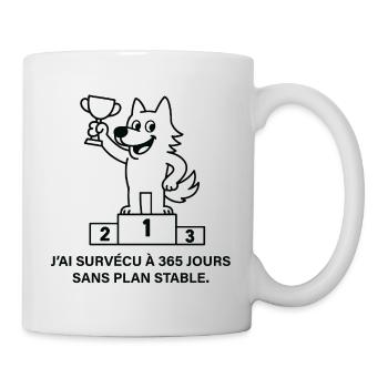 Loup vainqueur sans plan stable - Mug blanc - blanc - Droite