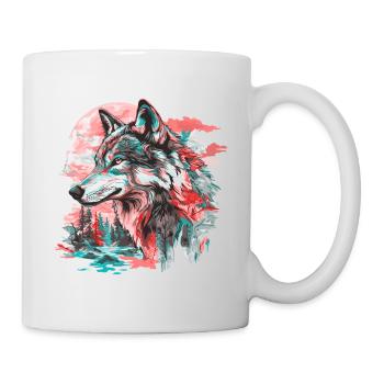 Wolf Wolf's Head Forest Nature Mountains Wilderness Colorful - Mug - white - Right