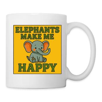 Les éléphants me rendent heureux - Éléphant vintage mignon - Mug blanc - blanc - Droite