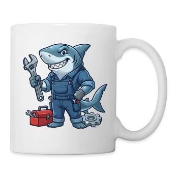 Screw shark mechanic motif - Mug - white - Right