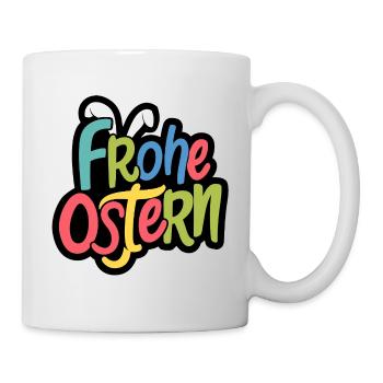 Frohe Ostern Bunny Typo Farbspiel - Tasse - Weiß - Rechts