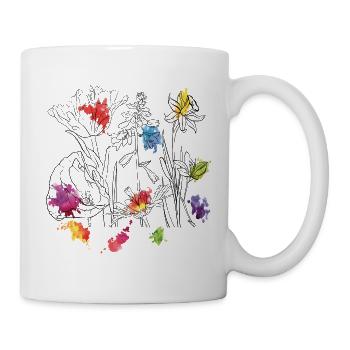 Aquarellblumen - Tasse - Weiß - Rechts