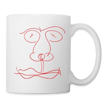 Face de ligne rouge - Mug blanc - blanc - Droite