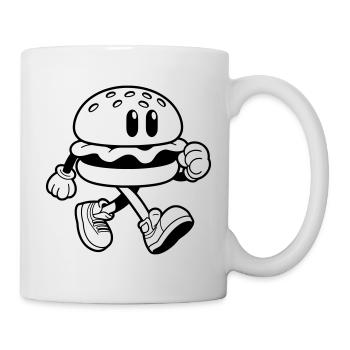 Funny burger running cartoon fast food - Mug - white - Right