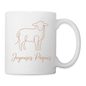 Joyeuses Pâques , Süßes Lämmchen Oster Shirt, Bag - Tasse - Weiß - Rechts