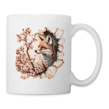 Fuchs mit Kirschblüten - Tasse - Weiß - Rechts