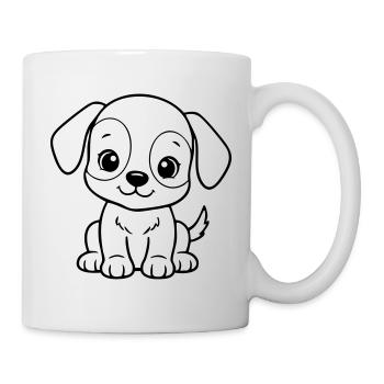 Cute Baby Dog – Black & White Puppy - Mug - white - Right