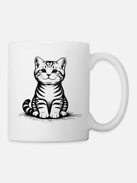 Katzenbaby_sitzend - Tasse - Weiß