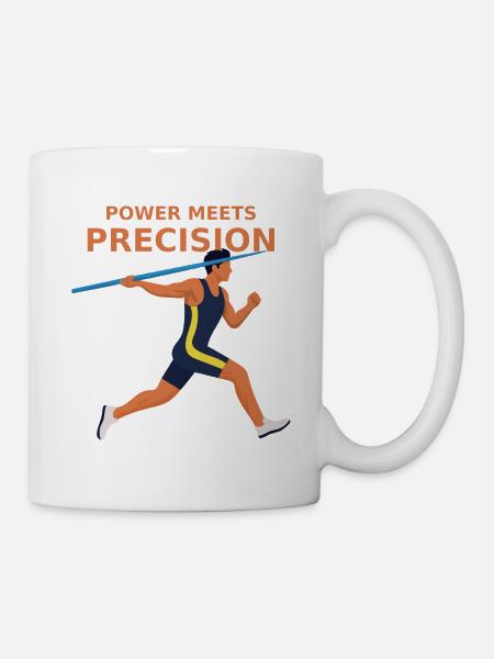 La puissance rencontre la précision - lancer de javelot - Mug blanc - blanc