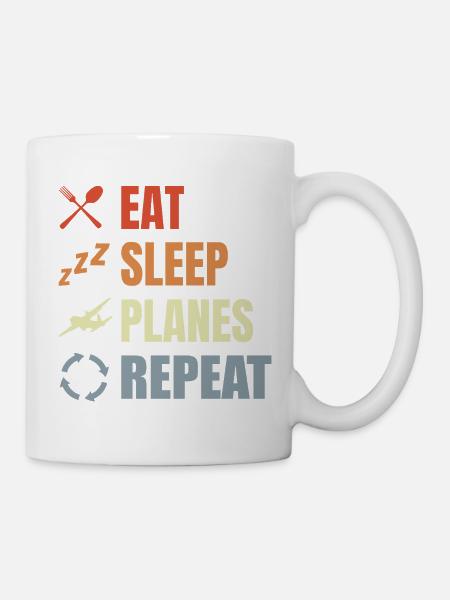 Eat Sleep Planes Repeat - Tasse - Weiß