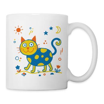 Kunterbunte Katze - Tasse - Weiß - Rechts