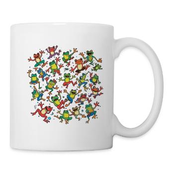Bunte tanzende Frösche kreisen - Tasse - Weiß - Rechts