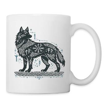 Nordischer Wolf mit Knotenmuster - Tasse - Weiß - Rechts