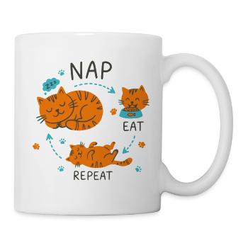Nap Eat Repeat Katzendesign - Tasse - Weiß - Rechts