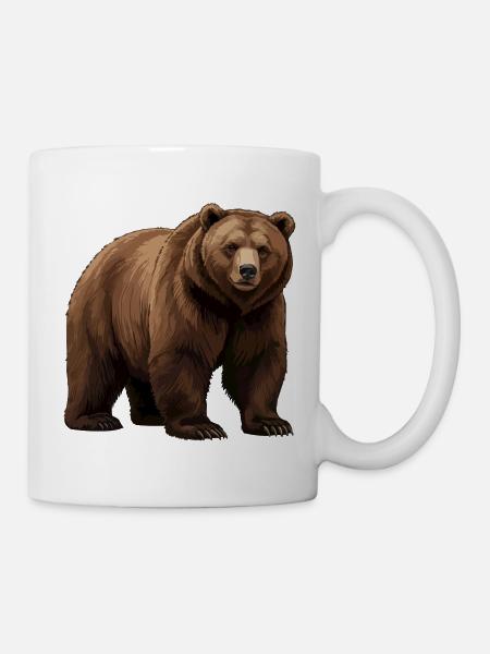 Braunbär Grafik im Naturstil - Tasse - Weiß