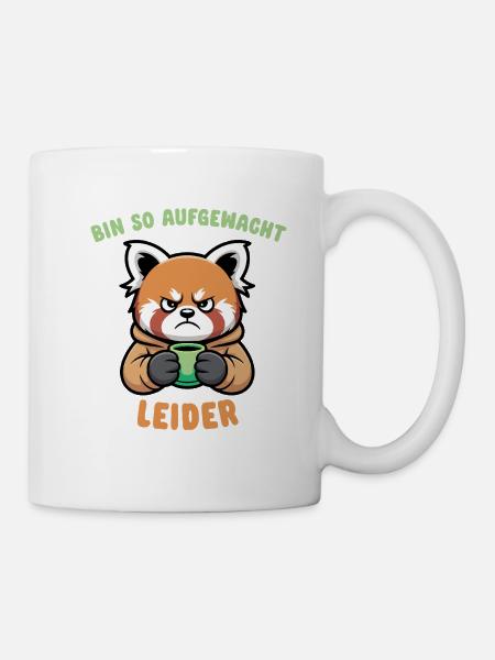 Mürrischer Panda mit Kaffee - Morgenmuffel - Tasse - Weiß