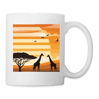 Safari Sunset Giraffe Africa Landscape Shirt - Mug - white - Right