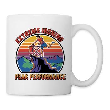 Extreme Ironing Peak Performance Retro-Aufkleber - Tasse - Weiß - Rechts