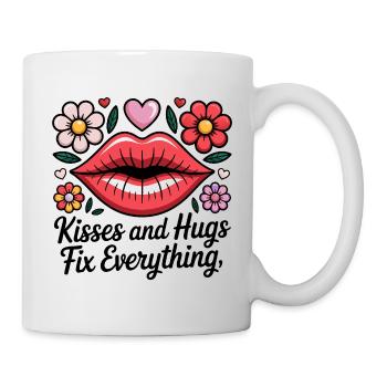 Kisses and hugs heal everything - Mug - white - Right