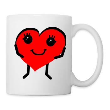Rotes Herz lächeln Kawaii Charakter Valentin - Tasse - Weiß - Rechts