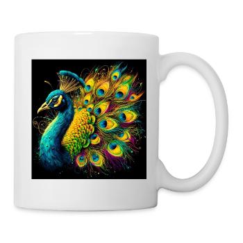 Pfau - Tasse - Weiß - Rechts