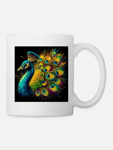 Pfau - Tasse - Weiß