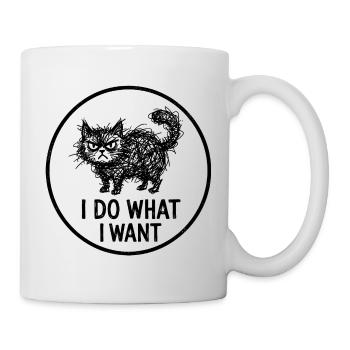 Je fais ce que je veux logo du chat - Mug blanc - blanc - Droite
