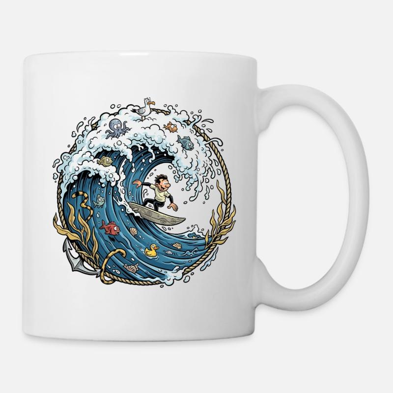 Surfers, surfers and the sea - Mug - white