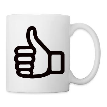 Signe de la main du pouce levé – symbole du pouce levé - Mug blanc - blanc - Droite