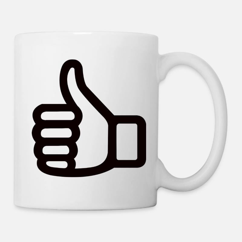 Signe de la main du pouce levé – symbole du pouce levé - Mug blanc - blanc