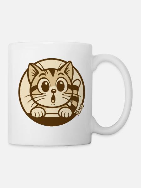 Neugieriges Kätzchen--Abzeichen - Tasse - Weiß