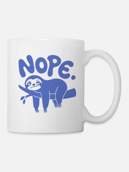 Paresseux drôle « Non » - Sieste paresseuse et procrastination - Mug blanc - blanc