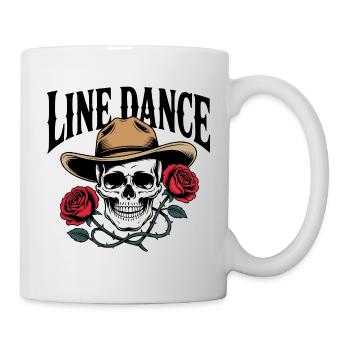 Line Dance Skull with Cowboy Hat Roses - Mug - white - Right