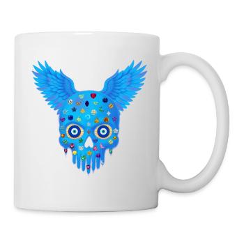 Skull with gems and wings t-shirt design. - Mug - white - Right