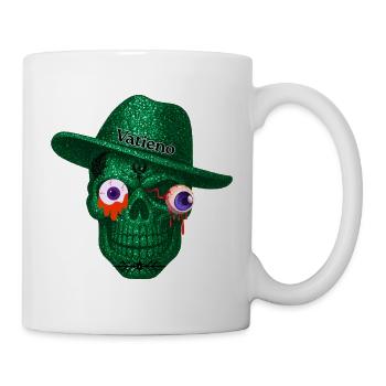 T-Shirt-Design mit einem Schädel mit herausragendem Auge. - Tasse - Weiß - Rechts