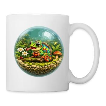 Blasen-Dschungel-Chamäleon in der grünen Biosphäre - Tasse - Weiß - Rechts