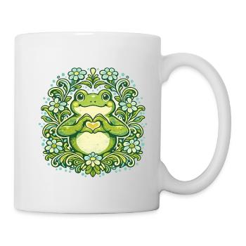 Green Frog Heart in Floral Mandala - Mug - white - Right