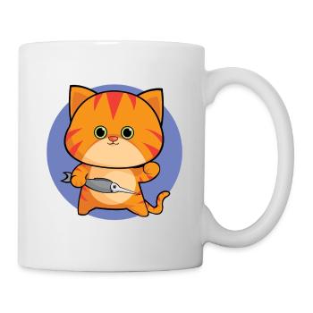 Chat tigré amical aux yeux verts - Mug blanc - blanc - Droite