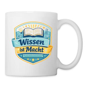 Wissen ist Macht Badge - Tasse - Weiß - Rechts