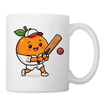 Funny orange playing cricket - Mug - white - Right