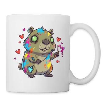 Brightly painted rodent with heart magic - Mug - white - Right