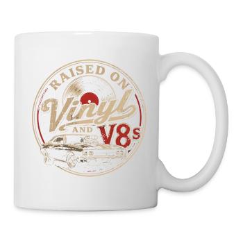 Passion vinyle et voitures V8 - Mug blanc - blanc - Droite