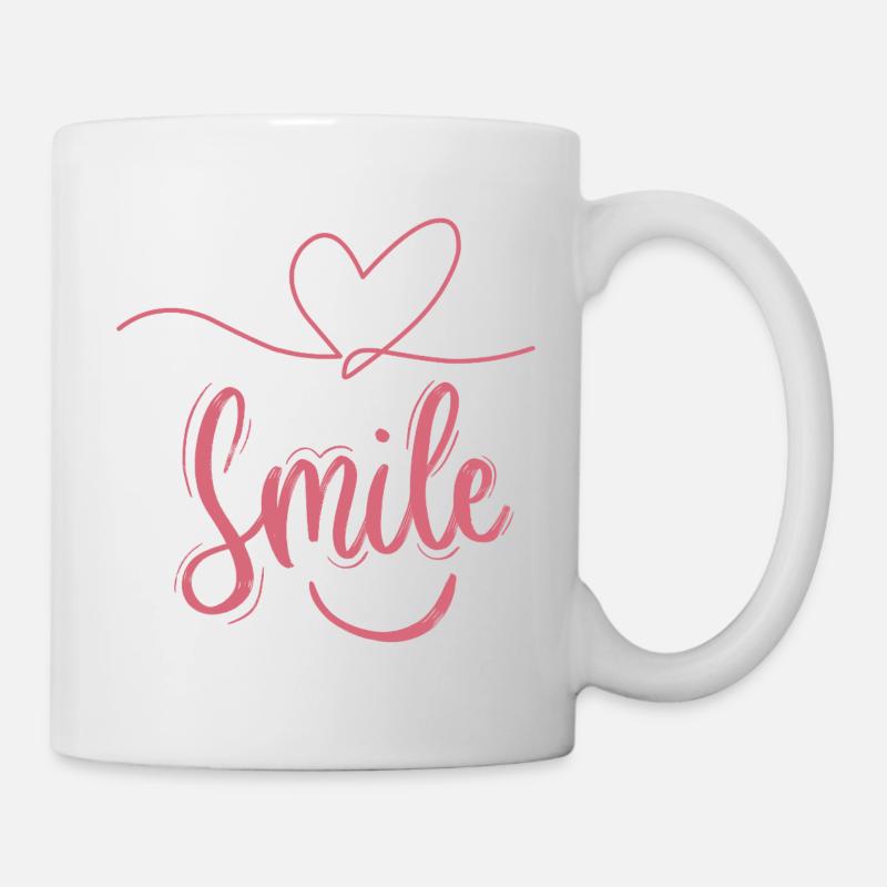 Sourire Cœur Font Rose - Mug blanc - blanc