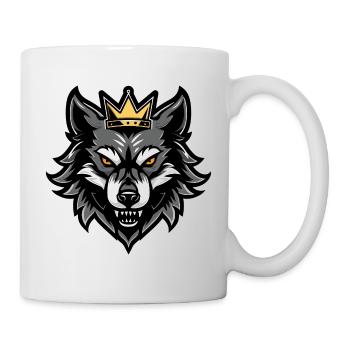 Wolf Kopf Krone - Tasse - Weiß - Rechts