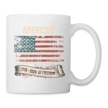 Amerikanische Flagge 250 Jahre Freiheit 1776–2026 - Tasse - Weiß - Rechts