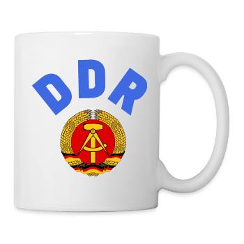 Retro DDR Fußball Shirt, Ostalgie Fan Design - Tasse - Weiß - Rechts