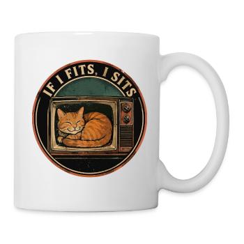 Chat Mignon Rétro TV If I Fits I Sits - Mug - white - Right