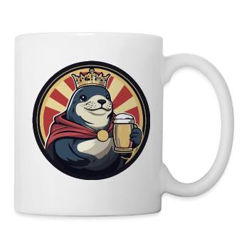 Robbe Tier Bier Lustig - Tasse - Weiß - Rechts